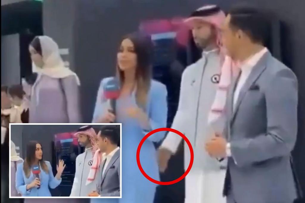 AI robot appears to grope a female reporter during a live interview in Saudi Arabia.