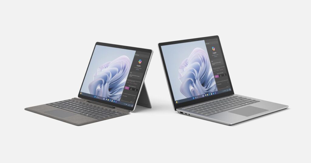 Microsoft's first AIPCs for business are the Surface Pro 10 and Surface Laptop 6.