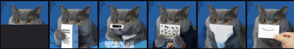 A computer recreates the bottom half of the cat images.